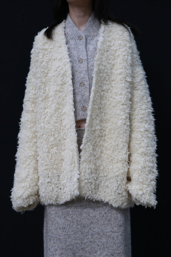 SWAYING 24 Autumn and Winter Velvet Double-Layer Large Coat SW-SW24AW1T100-BAI White